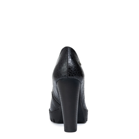 Maciejka Skórzane Czółenka na Słupku i Platformie Czarne 2629W-04-00-1