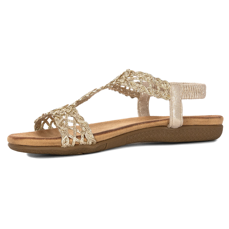 Artiker 56C1281-GOLD Gold Openwork Braided Sandals With Elastic Strap 56C1281-GOLD