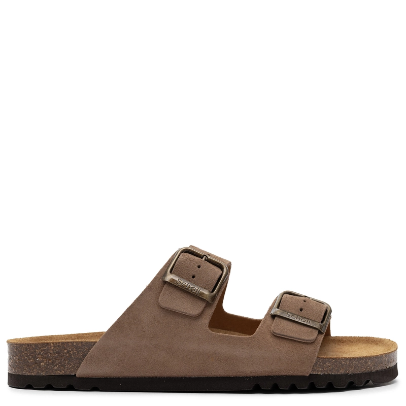 Scholl Leather Adjustable Men's Slide Sandals Double Buckles Brown F32579-1062