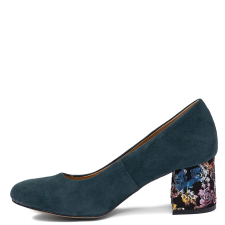 Maciejka Suede Leather Block Heel Pumps Green 3356W-01/00-1