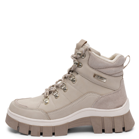 Lee Cooper Ocieplane Skórzane Trapery Na Platformie Beżowe LCJ-26-31-4581LA