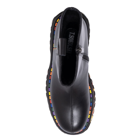 T. Sokolski Botki Na Platformie Damskie Z Tęczową Podeszwą Czarny CH-Z25-84-BLK