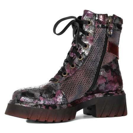 Maciejka Mesh-Panel Ankle Boots Chunky Platform Burgundy 07072-23/00-8