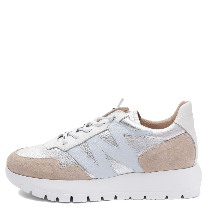 Wonders Skórzane Sneakersy na Platformie Wielokolorowe A-24101-BEIGE