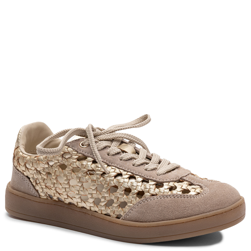 Gioseppo Skórzane Sneakersy Ażurowe Złote 78649-IJEBU-GOLD