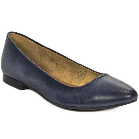 Maciejka Baleriny skórzane Granatowe