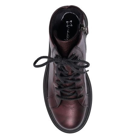 Maciejka Leather Combat Boots on Platform Metallic Purple 06309-42/00-8