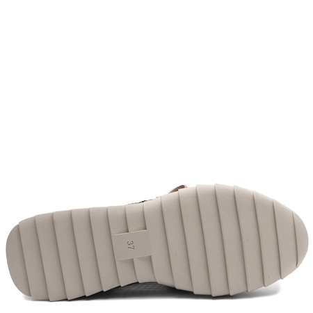 Boccato Leather Openwork Sneakers With Rhinestones Beige 072-5015-375-FA