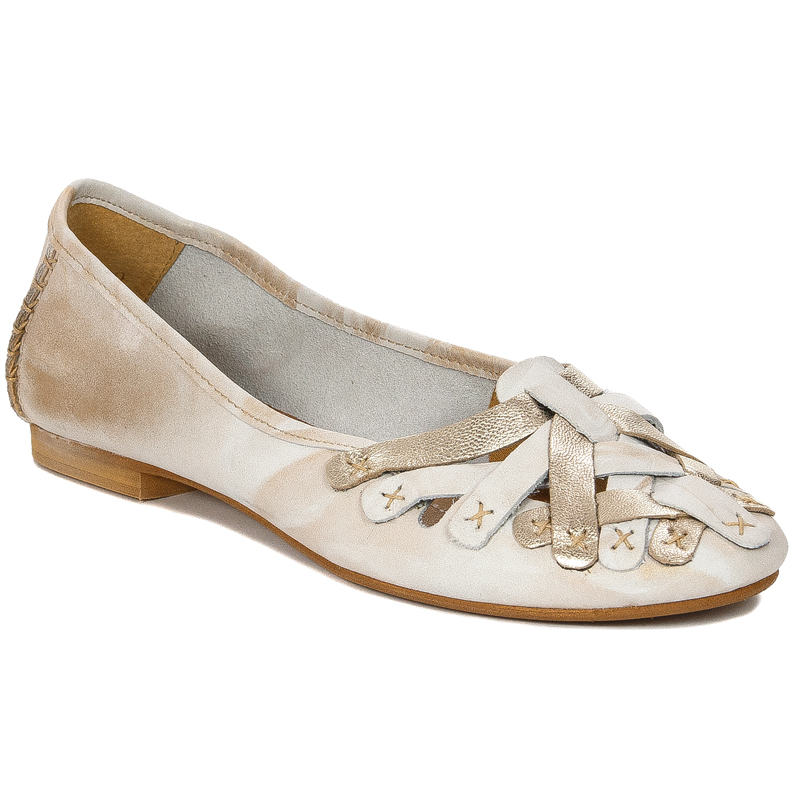 Maciejka 01358-22/00-0 Beige + Gold Ballerina