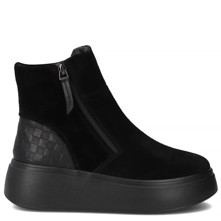 Filippo Leather Suede Platform Ankle Boots Insulated Black DBT7300-25-BK