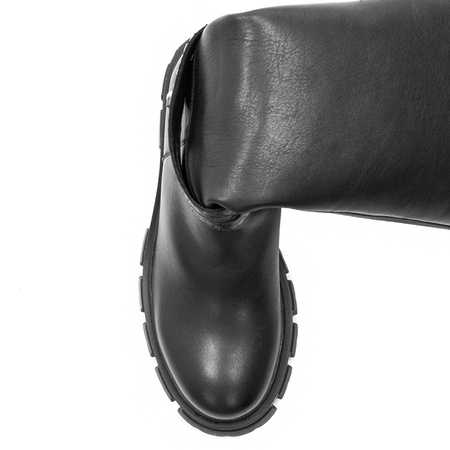 Kozaki Maciejka skórzane ażurowe Czarne