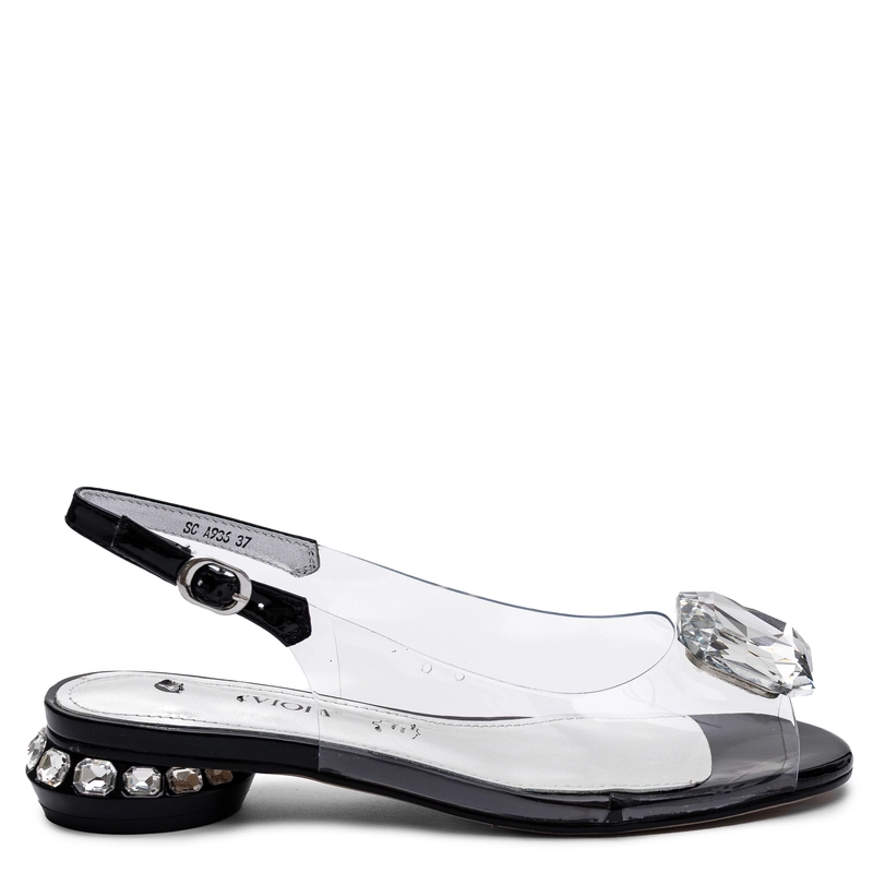 Sca'Viola Przezroczyste Biżuteryjne Sandały Z Cyrkoniami Bezbarwne A936-BLK