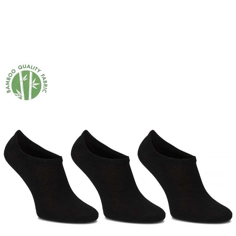 Filippo Bamboo Socks 3-Pack Women's No-Show Socks Black SD-SO02-BK