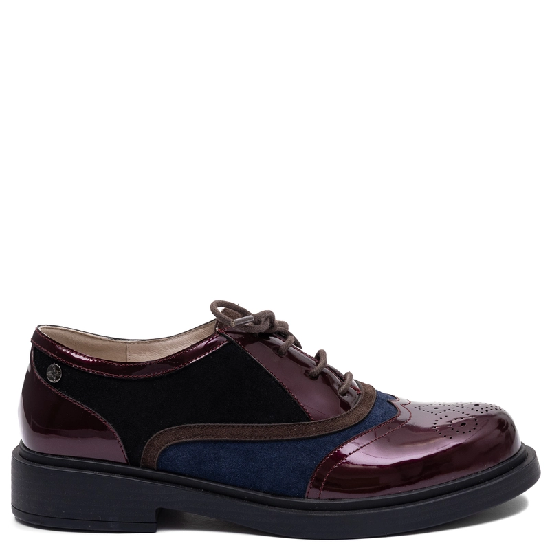 Maciejka Leather Colorful Lace Up Women’s Shoes Elegant Burgundy Navy Blue K7823-23/00-1