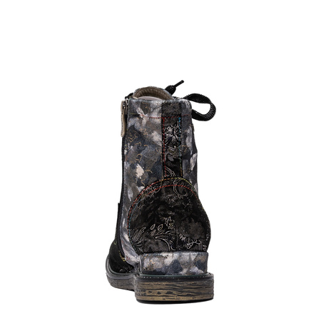 Laura Vita Trzewiki Skórzane Damskie Sznurowane Botki Na Koturnie Wielokolorowe ERCNAULTO-NOIR