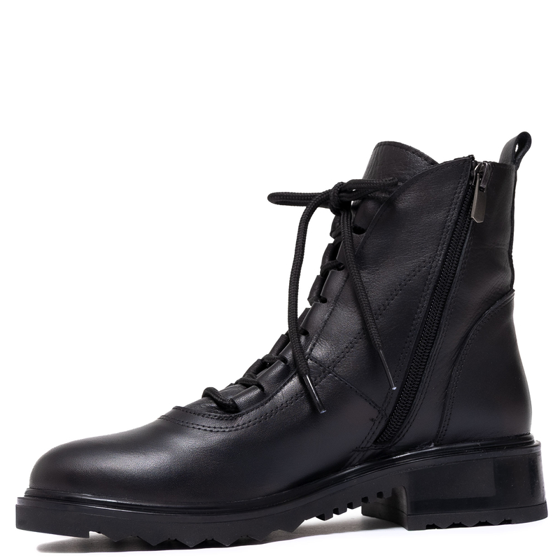 Boccato Women's Leather Lace-Up Ankle Boots Insulated Black 342-60-R014