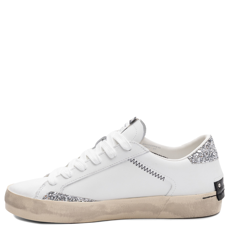 Crime London Skórzane Sneakersy Z Brokatem Białe 29000PP8.10