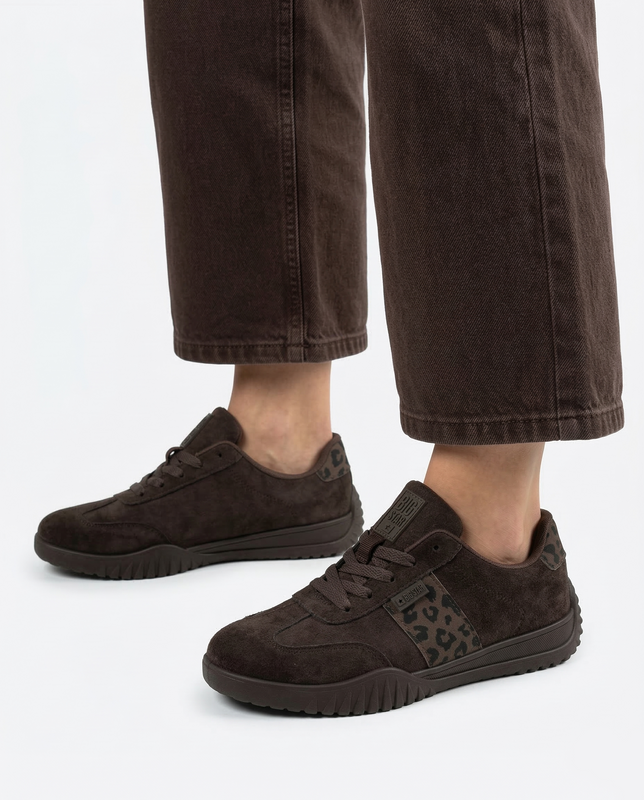 Big Star Suede Fabric Sneakers With Animal Print Brown TT274265-BROWN