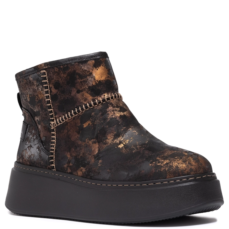 Maciejka Leather Platform Ankle Boots Gold-Black 06257-25/00-4