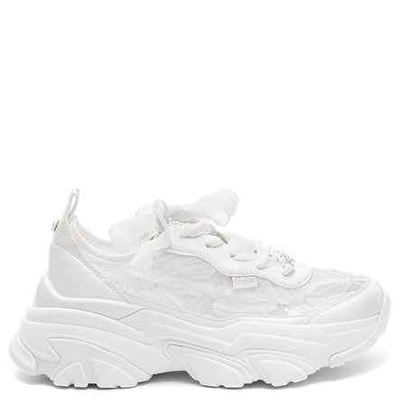 Buffalo Corin Platform Sneakers Lace Sequins White 1636728-WHT