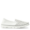 Maciejka Leather Slip-On Loafers Textured Toe White Silver 03512-70/00-0