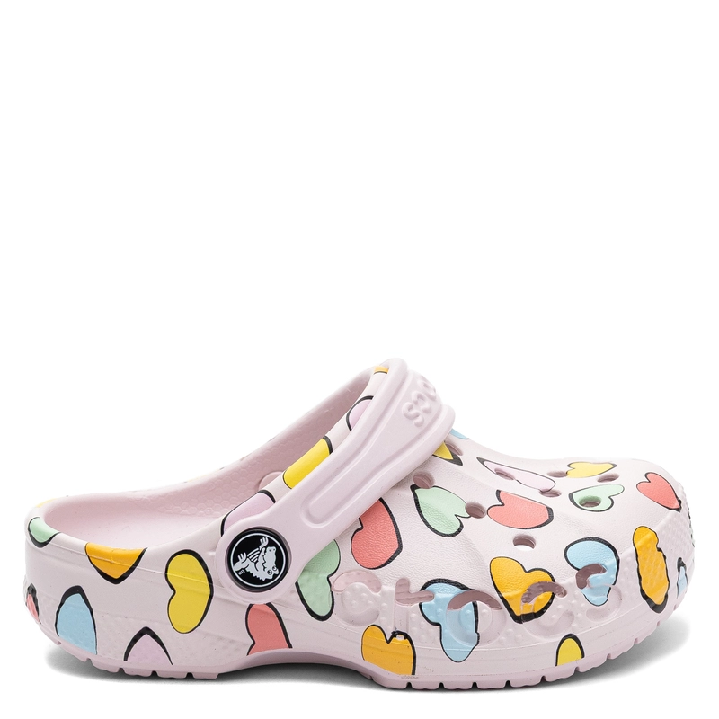 Crocs Classic Heart Print Clog Klapki Sandały Dziecięce Dziewczęce Różowe 209729-6PI