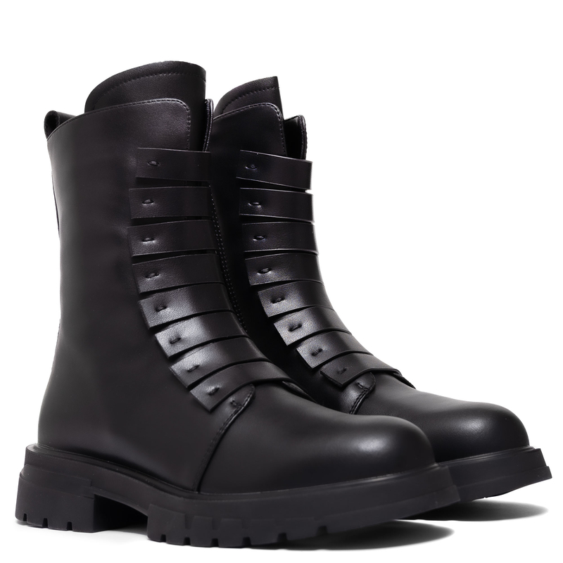 T. Sokolski Skórzane Botki Na Platformie Czarne AN-Z25-194-BLK