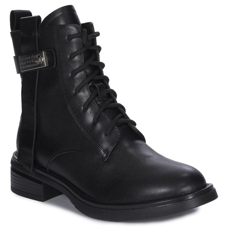 Maciejka Leather Lace-Up Ankle Boots Side Zipper Black N3113-01/00-8N3113-01/00-8