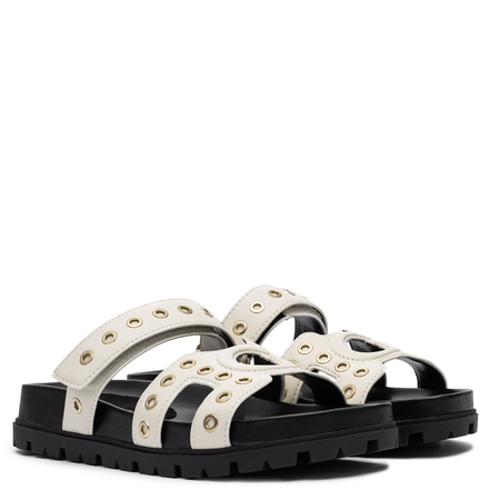 Guess Klapki na Platformie Biało-Czarne FLPFASELE03 IVORY