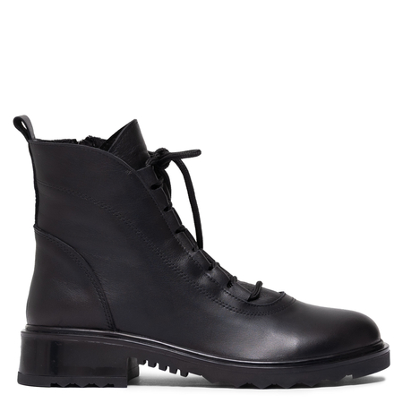 Boccato Women's Leather Lace-Up Ankle Boots Insulated Black 342-60-R014