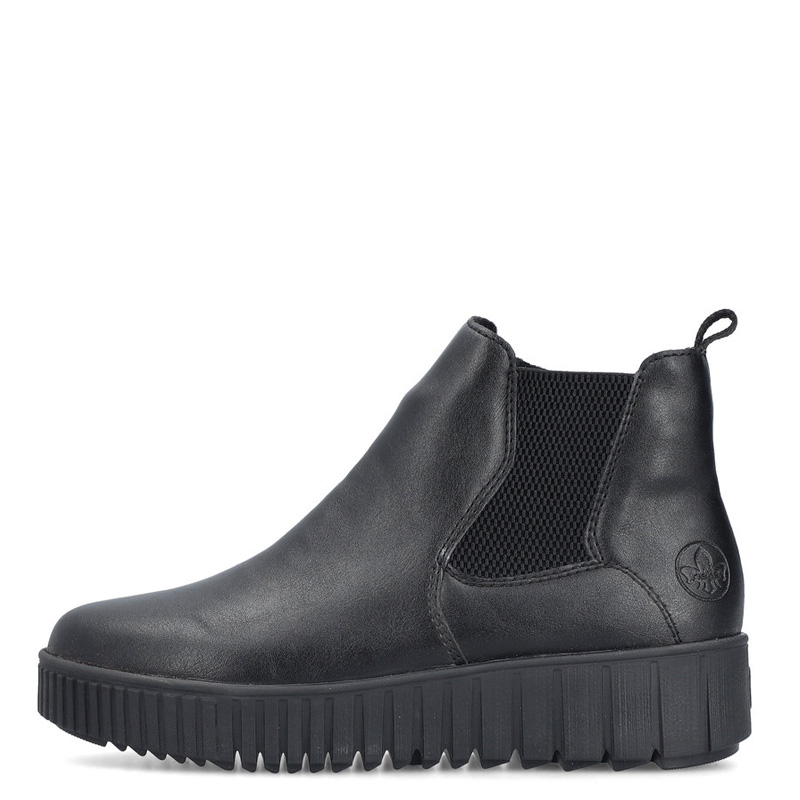 Rieker Platform Ankle Boots Zipper Women Black Y6151-00-BLACK