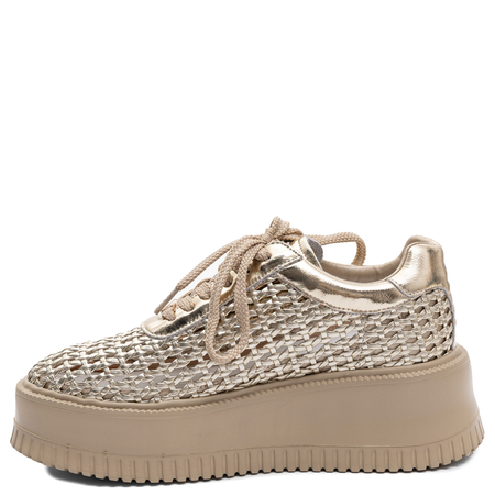 Goe Sneakersy na Platformie Złote Ażurowe TT2N4044