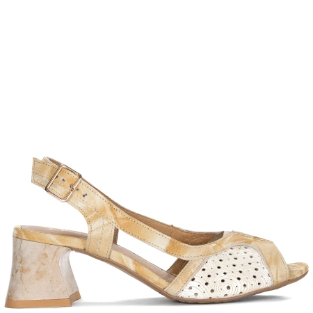 Maciejka Elegant Leather Open Toe Sandals On A Block Heel Yellow 06825-07/00-1
