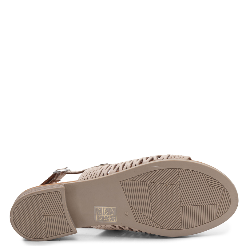 T.Sokolski Leather Openwork Sandals Flat Beige KU-226-803