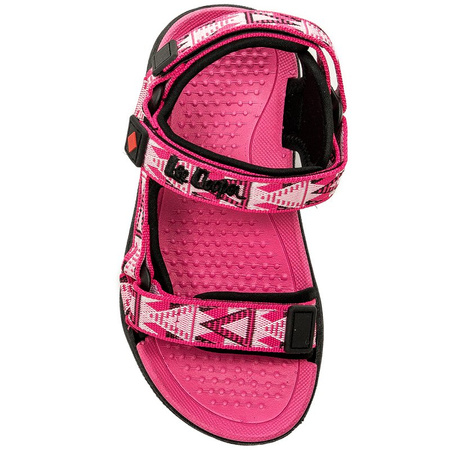 Lee Cooper Sandały dziecięce dziewczęce na rzepy Black Fuxia