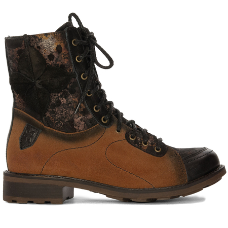 Maciejka Suede Lace-Up Ankle Boots Side-Zip Rust Black 07004-29/00-8