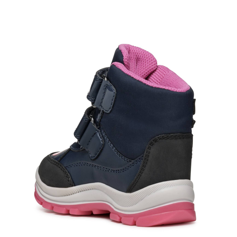 GEOX Botki dziecięce ocieplane na rzepy Navy Fuchsia
