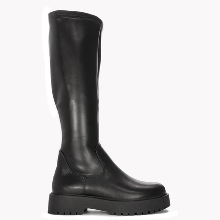 Sergio Leone Kozaki ocieplane na platformie Czarny PU