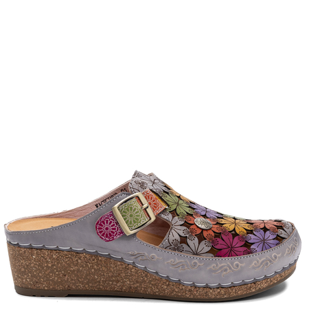Laura Vita Facscineo 01 Leather Wedge Mules Multicolor FACSCINEO-01-GRIS