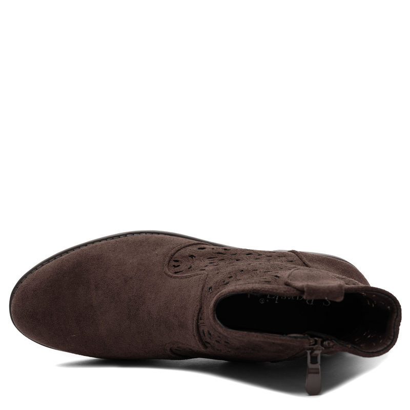 S.Barski Openwork Ankle Boots on a Flat Heel Brown HY61-8026-BROWN