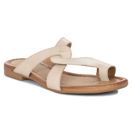 Maciejka Women's Flip-Flops Beige + Gold Cloth