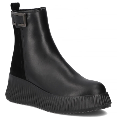 Filippo Women's Leather Insulated Chunky Fluted Platform Ankle Boots Black DBT7268-26-BK