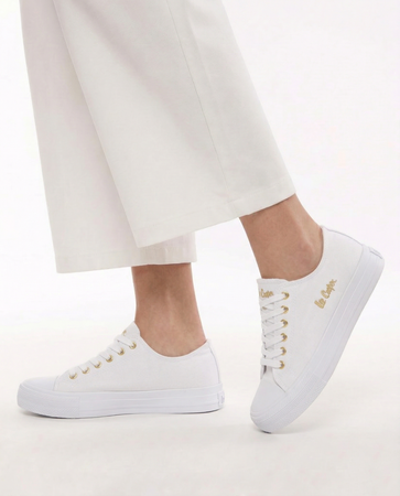 Lee Cooper Trampki ze Złotym Logo Białe LCW-26-02-4056L