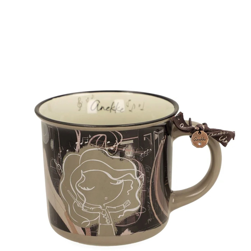 Anekke Ilustrowany Kubek Porcelanowy z Kokardką i Zawieszką Wielokolorowy 43485-104