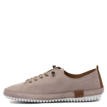 Sokolski Skórzane Półbuty na Elastycznych Sznurówkach Beżowe ER-2948-BEIGE-N