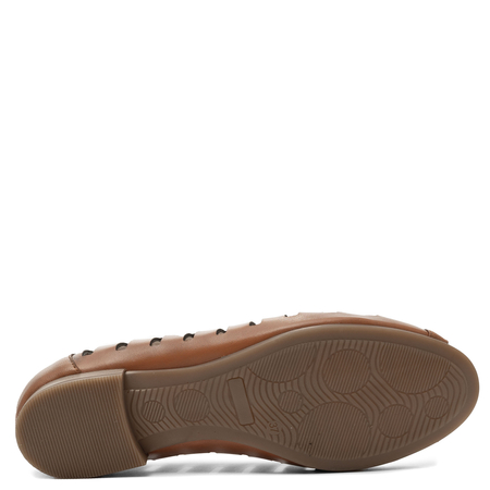 Maciejka Leather Cutout Ballet Flats Peep-Toe Brown P7540-29/00-1