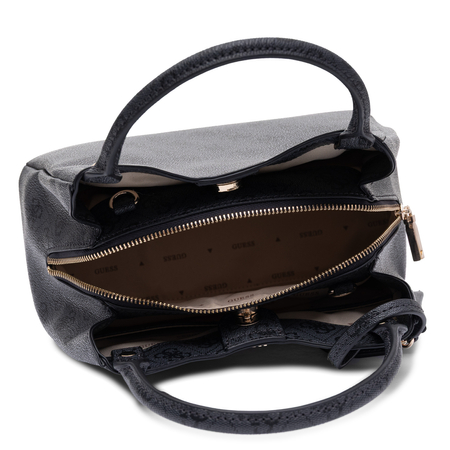 Guess Women's Black Monogram Small Handbag And Shoulder Bag With Strap And Pouch HWSG2484220-BLACK