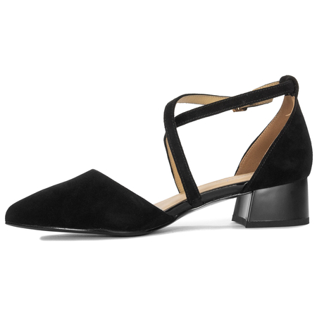 Maciejka Elegant Suede Low Heel Pumps With Straps Black K6807-20/00-1