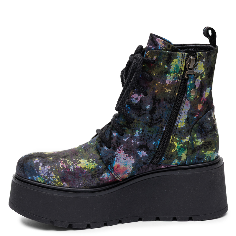 Maciejka Premium Natural Leather Lace-Up Platform Ankle Boots With Artistic Pattern Multicolour 6762W-39/00-6
