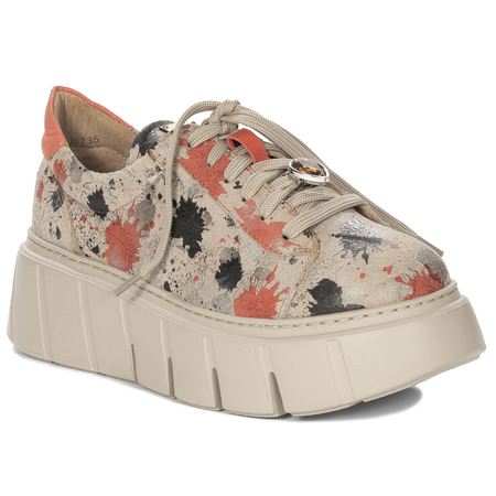 Maciejka leather women’s platform sneakers artistic print multicolor 06891-18/00-8